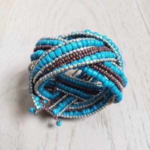 Anthropologie NEW Beaded Statement Cuff Bracelet